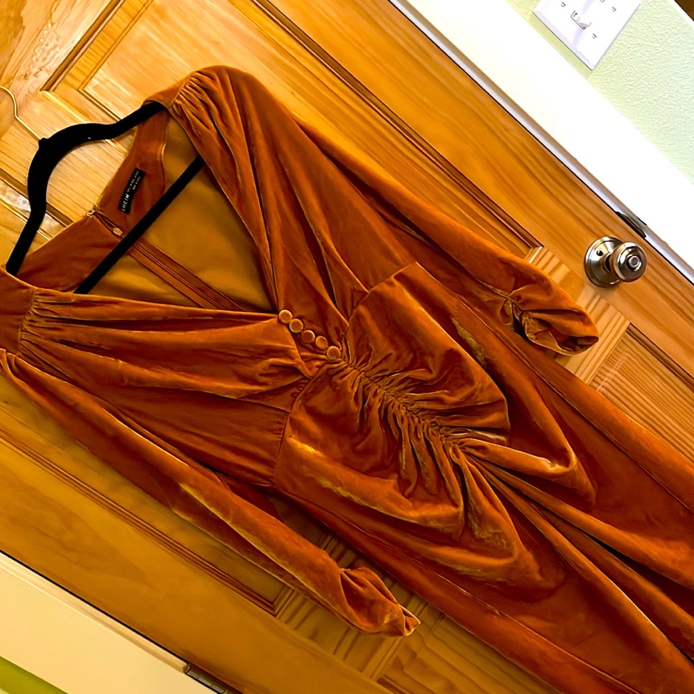Marigold velvet fall dress